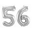 Folieballon 56 jaar - Zilver - 86 cm