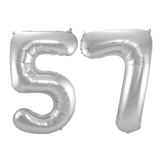Festigo Folieballon 57 jaar - Zilver - 86 cm
