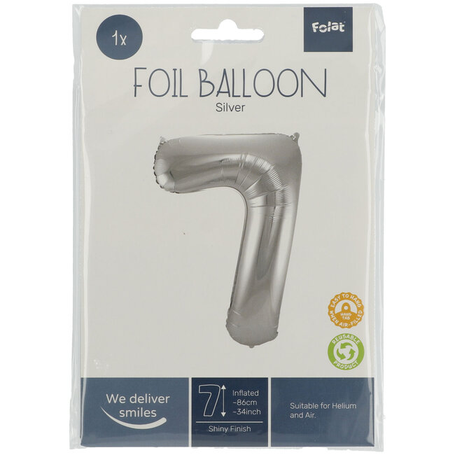 Folieballon 57 jaar - Zilver - 86 cm