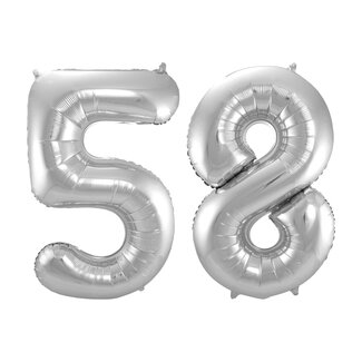 Festigo Folieballon 58 jaar - Zilver - 86 cm
