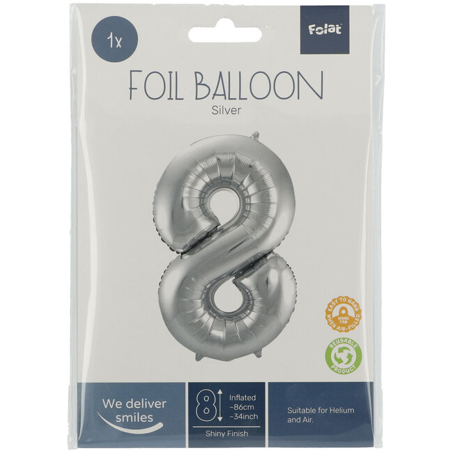 Folieballon 58 jaar - Zilver - 86 cm