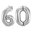 Folieballon 60 jaar - Zilver - 86 cm