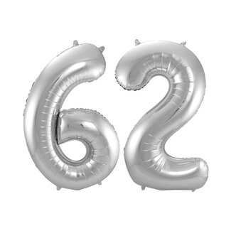 Festigo Folieballon 62 jaar - Zilver - 86 cm