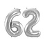 Folieballon 62 jaar - Zilver - 86 cm