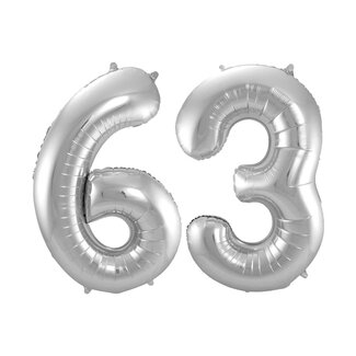 Festigo Folieballon 63 jaar - Zilver - 86 cm