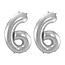 Folieballon 66 jaar - Zilver - 86 cm