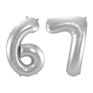 Festigo Folieballon 67 jaar - Zilver - 86 cm