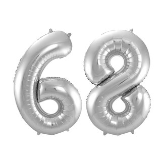 Festigo Folieballon 68 jaar - Zilver - 86 cm