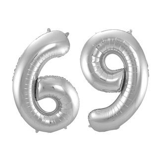 Festigo Folieballon 69 jaar - Zilver - 86 cm