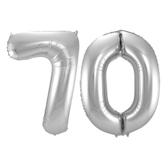Festigo Folieballon 70 jaar - Zilver - 86 cm