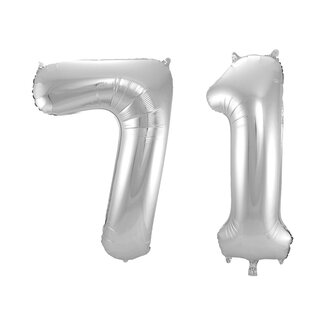 Festigo Folieballon 71 jaar - Zilver - 86 cm