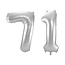 Folieballon 71 jaar - Zilver - 86 cm