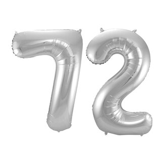 Festigo Folieballon 72 jaar - Zilver - 86 cm