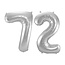 Folieballon 72 jaar - Zilver - 86 cm