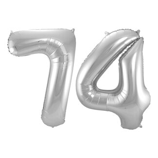 Festigo Folieballon 74 jaar - Zilver - 86 cm