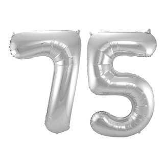 Festigo Folieballon 75 jaar - Zilver - 86 cm
