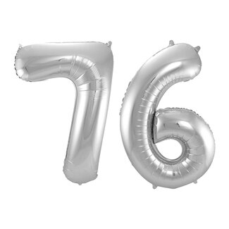 Festigo Folieballon 76 jaar - Zilver - 86 cm