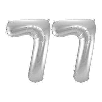 Festigo Folieballon 77 jaar - Zilver - 86 cm