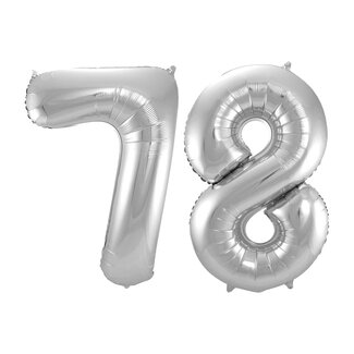 Festigo Folieballon 78 jaar - Zilver - 86 cm