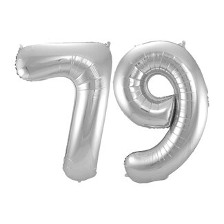 Festigo Folieballon 79 jaar - Zilver - 86 cm