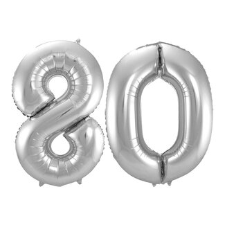 Festigo Folieballon 80 jaar - Zilver - 86 cm