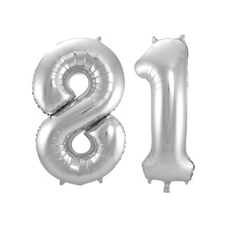 Festigo Folieballon 81 jaar - Zilver - 86 cm