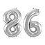 Folieballon 86 jaar - Zilver - 86 cm