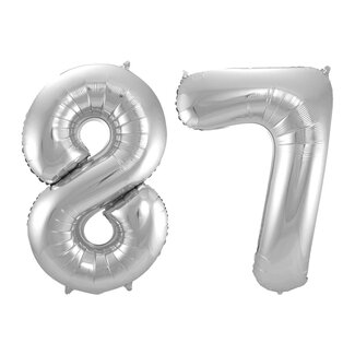 Festigo Folieballon 87 jaar - Zilver - 86 cm