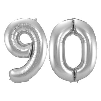 Festigo Folieballon 90 jaar - Zilver - 86 cm