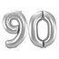 Folieballon 90 jaar - Zilver - 86 cm