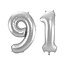 Folieballon 91 jaar - Zilver - 86 cm