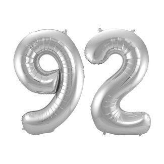Festigo Folieballon 92 jaar - Zilver - 86 cm