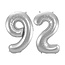 Folieballon 92 jaar - Zilver - 86 cm