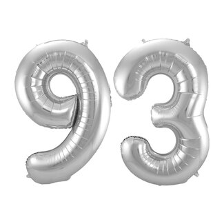 Festigo Folieballon 93 jaar - Zilver - 86 cm