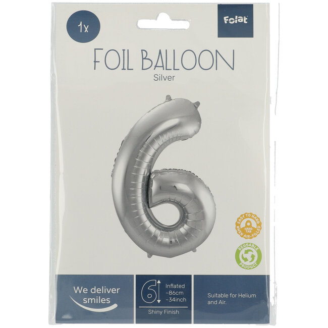 Folieballon 96 jaar - Zilver - 86 cm