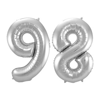 Festigo Folieballon 98 jaar - Zilver - 86 cm