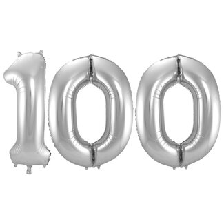 Festigo Folieballon 100 jaar - Zilver - 86 cm