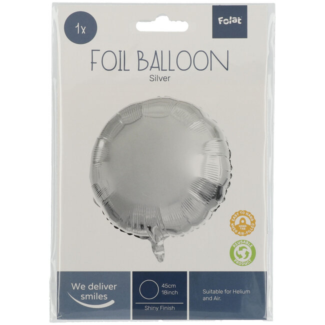 Folieballon Rond - Zilver - 45 cm