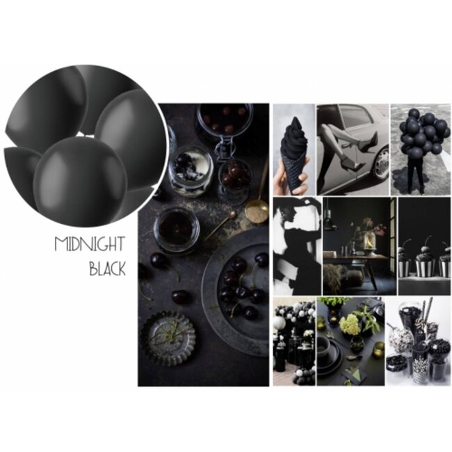 Ballonnen Midnight Black Mat 33cm - 10 stuks