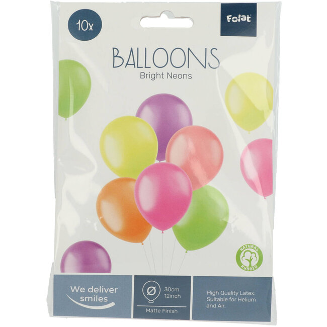 Ballonnen Bright Neons Mat 30cm - 10 stuks