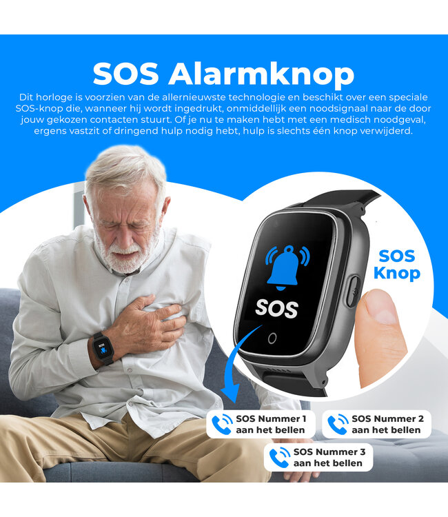 PersonalClick Alarm Horloge Ouderen 4G Deluxe - Wit- PC24