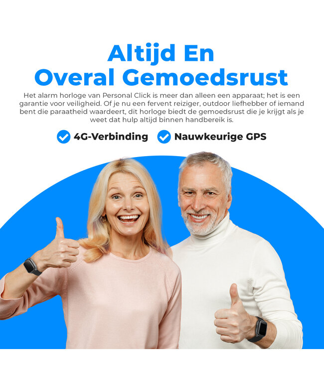 PersonalClick Alarm Horloge Ouderen 4G Deluxe - Wit- PC24