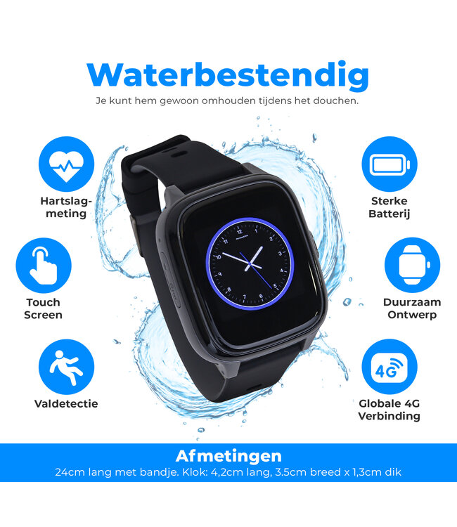 PersonalClick Alarm Horloge Ouderen 4G Deluxe - Wit- PC24