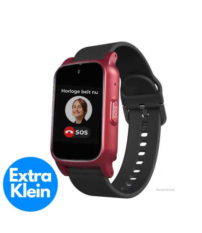 PersonalClick PersonalClick PC45 Smal - Alarm Horloge Ouderen - Valdetectie- Waterdicht- SOS Knop - Extra smal en lange accuduur - Rood