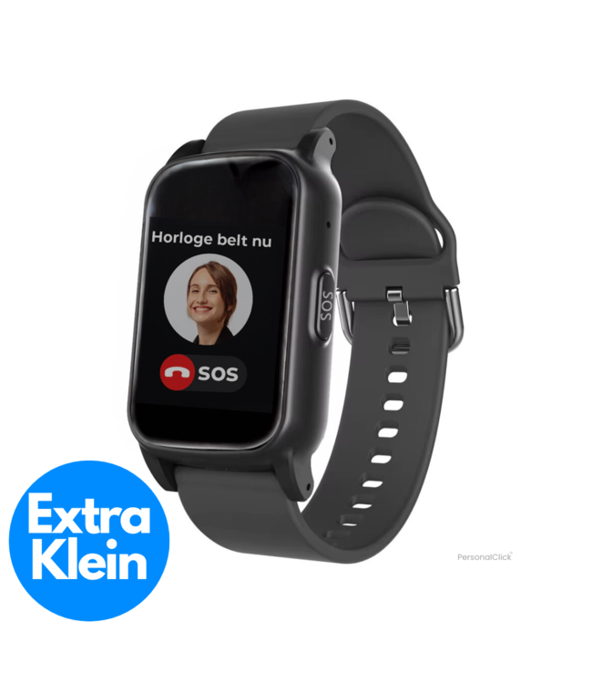 PersonalClick PersonalClick PC45 Smal - Alarm Horloge Ouderen - Valdetectie- Waterdicht- SOS Knop - Extra smal en lange accuduur - Zwart