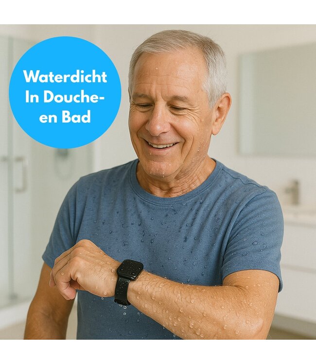 PersonalClick PersonalClick PC45 Smal - Alarm Horloge Ouderen - Valdetectie- Waterdicht- SOS Knop - Extra smal en lange accuduur - Rood