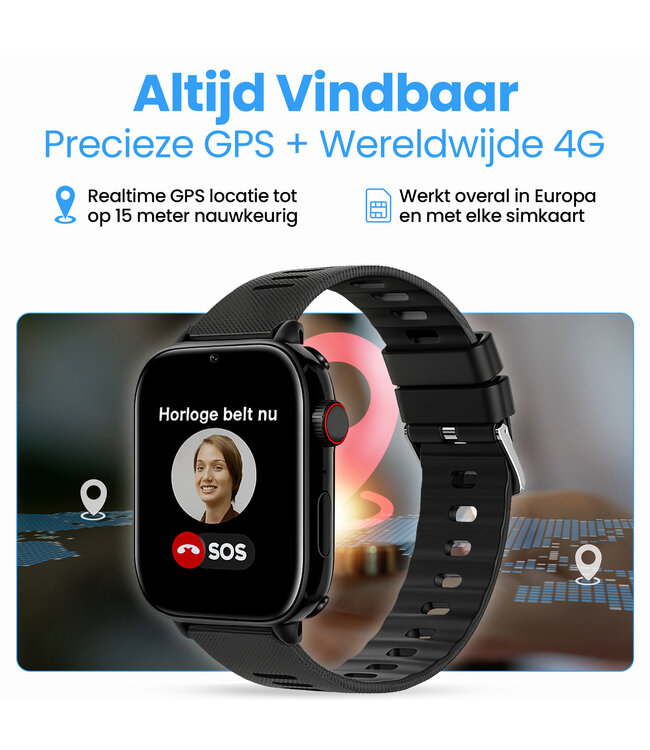 PersonalClick Alarm Horloge Ouderen 4G Deluxe - Klittenband - PC24