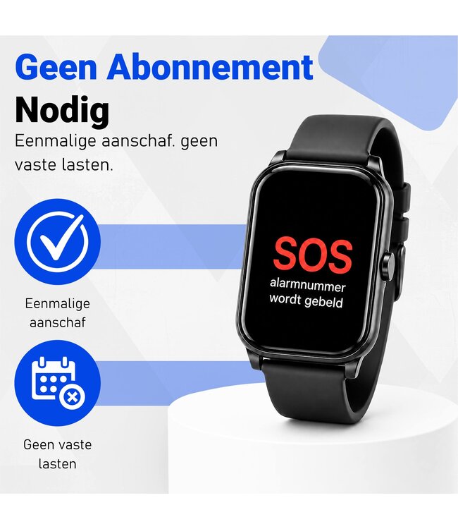 PersonalClick PersonalClick PC45 Smal - Alarm Horloge Ouderen - Valdetectie- Waterdicht- SOS Knop - Extra smal en lange accuduur - Rood