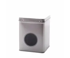 Thee/Kruidenblik zilver 75x75x95mm met venster
