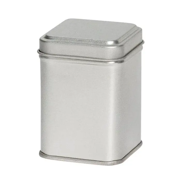 Theeblikje zilver 60x60x80mm